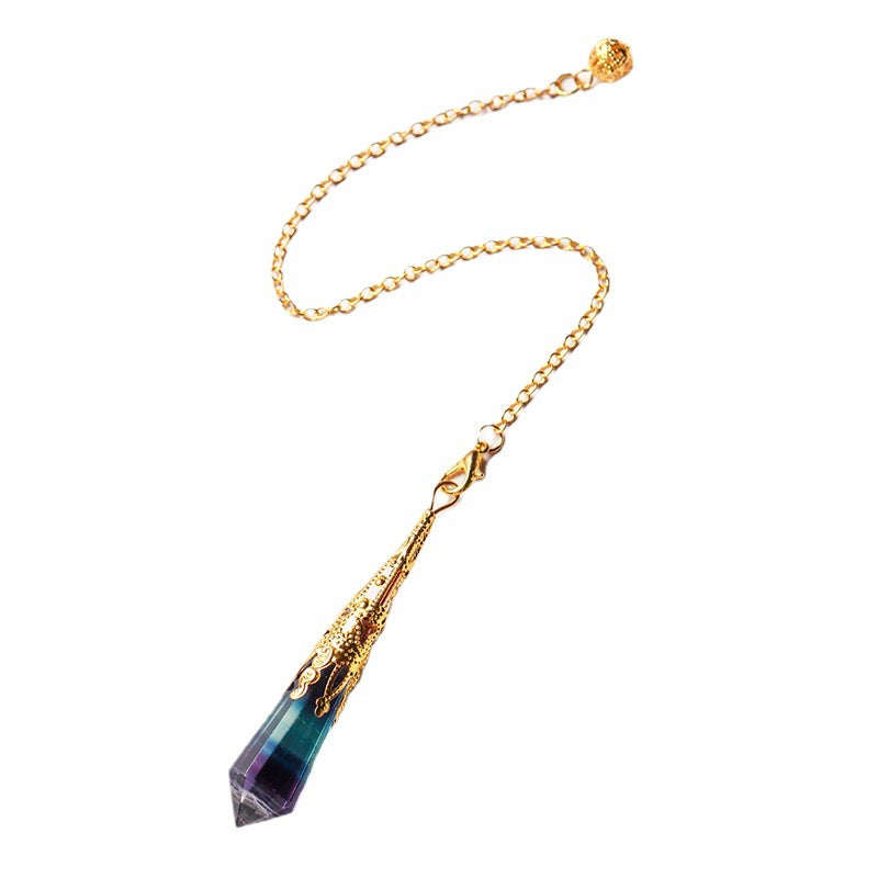 Natural colorful fluorite spiritual pendulum crystal Energy pendant,65*12mm