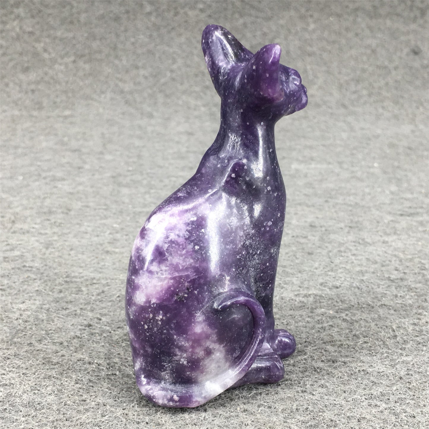 Natural crystal  female cat small carving,75mm