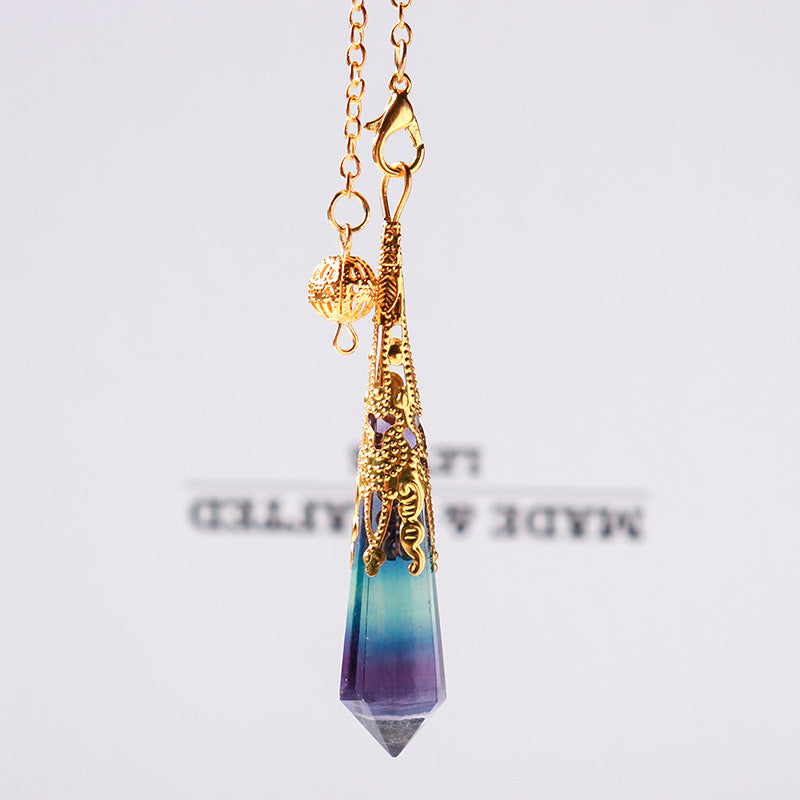 Natural colorful fluorite spiritual pendulum crystal Energy pendant,65*12mm