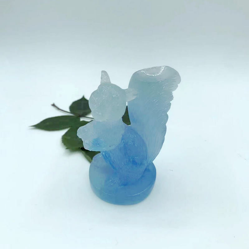 Squirrel crystal sphere imitation jade resin holder,39*33*82mm