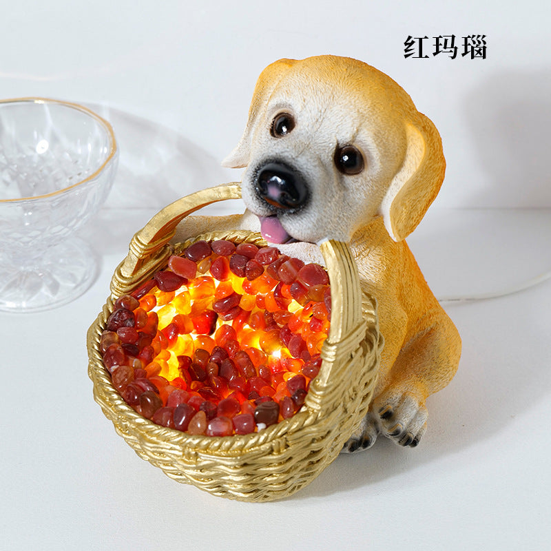 Natural crystal gravel Night light dog USB plug-in , 190*140mm