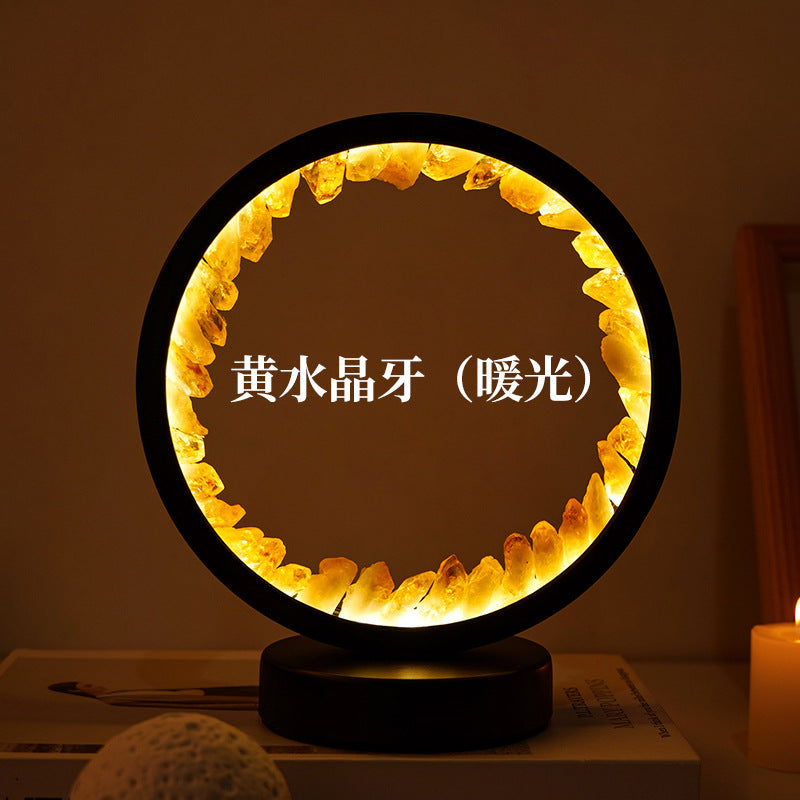 Crystal cluster round night light USB plug-in base, 180*100mm