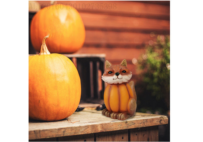 Halloween animal head pumpkin fox Resin carving, 130*100mm