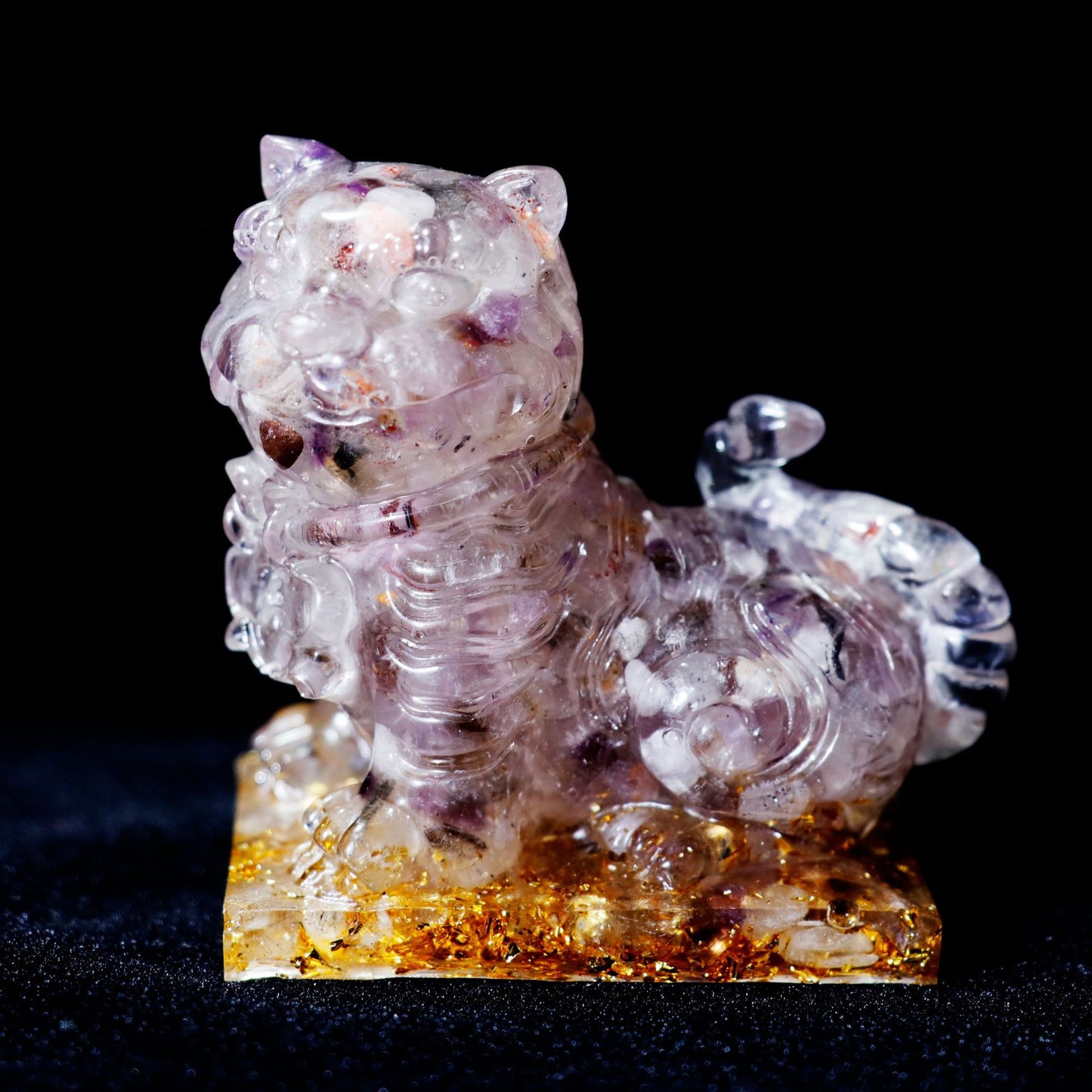 Crystal Gravel Epoxy Tiger carving,60*40*50mm