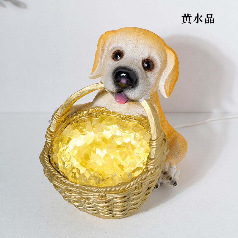 Natural crystal gravel Night light dog USB plug-in , 190*140mm