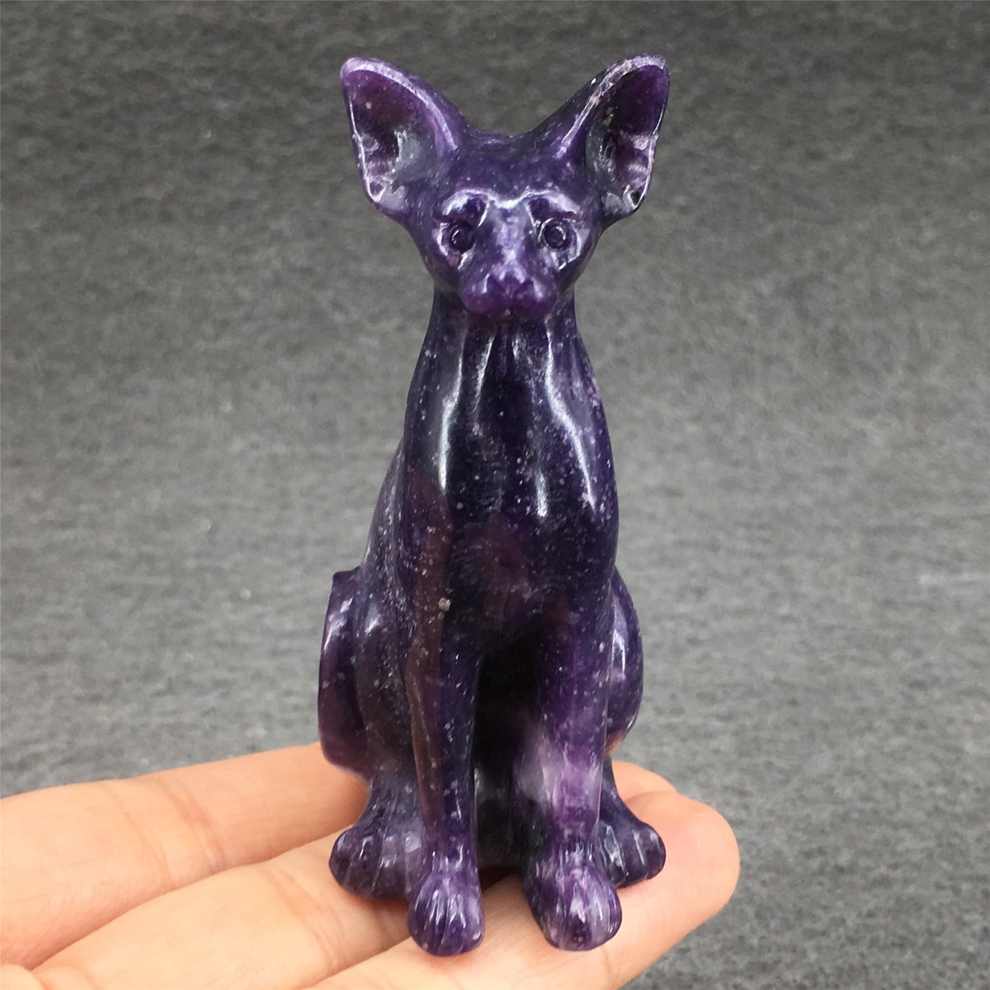 Natural crystal  female cat small carving,75mm