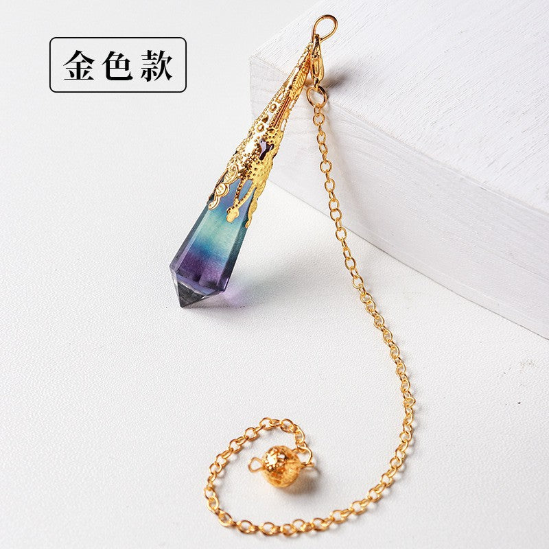 Natural colorful fluorite spiritual pendulum crystal Energy pendant,65*12mm