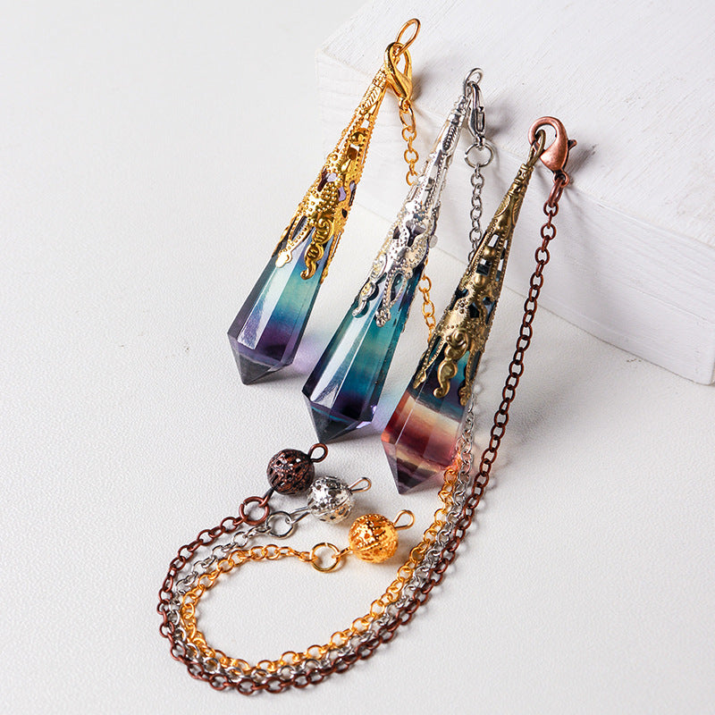 Natural colorful fluorite spiritual pendulum crystal Energy pendant,65*12mm