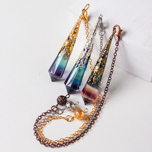 Natural colorful fluorite spiritual pendulum crystal Energy pendant,65*12mm