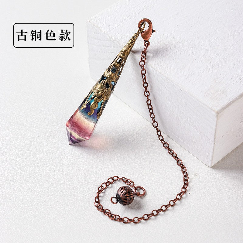 Natural colorful fluorite spiritual pendulum crystal Energy pendant,65*12mm