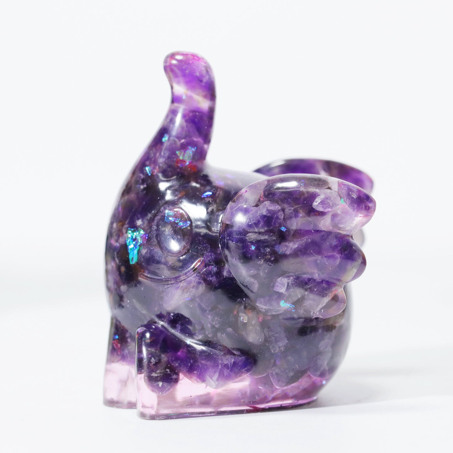 Crystal gravel Dumbo elephant baby carving,75*55*55mm