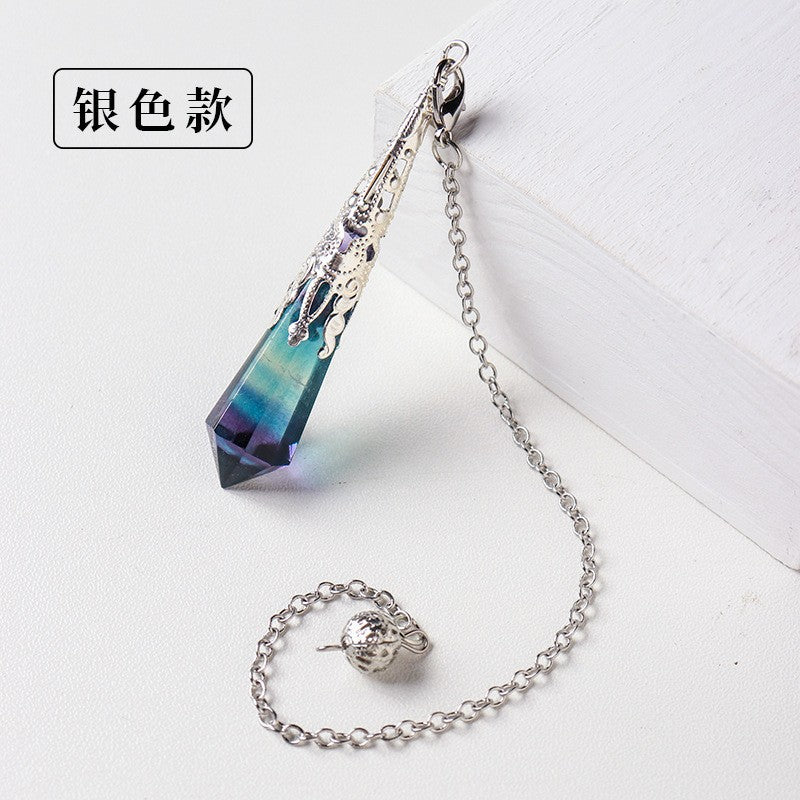 Natural colorful fluorite spiritual pendulum crystal Energy pendant,65*12mm