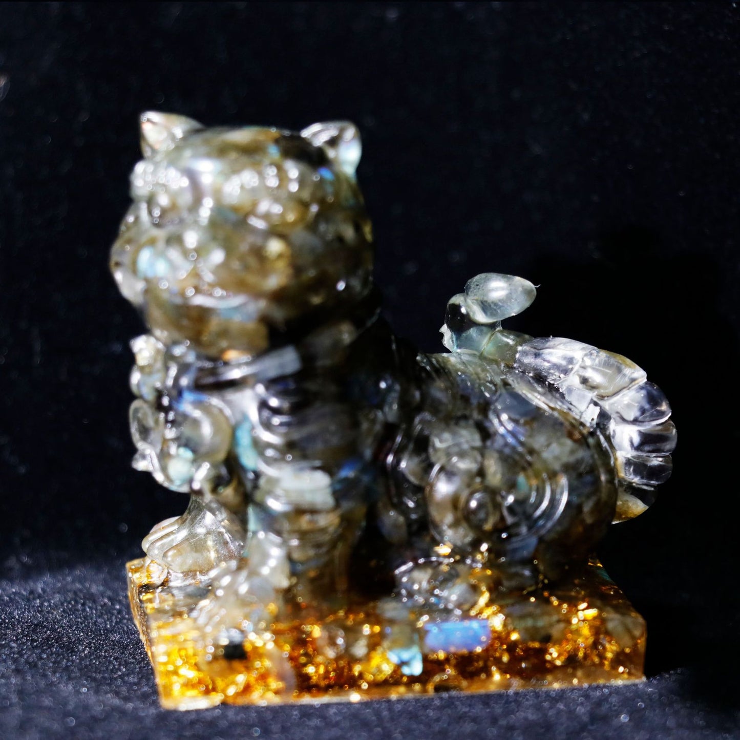 Crystal Gravel Epoxy Tiger carving,60*40*50mm