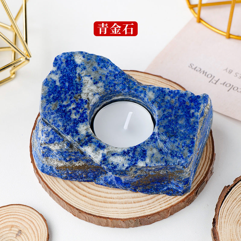 Natural crystal rough stone candle holder,90-100mm