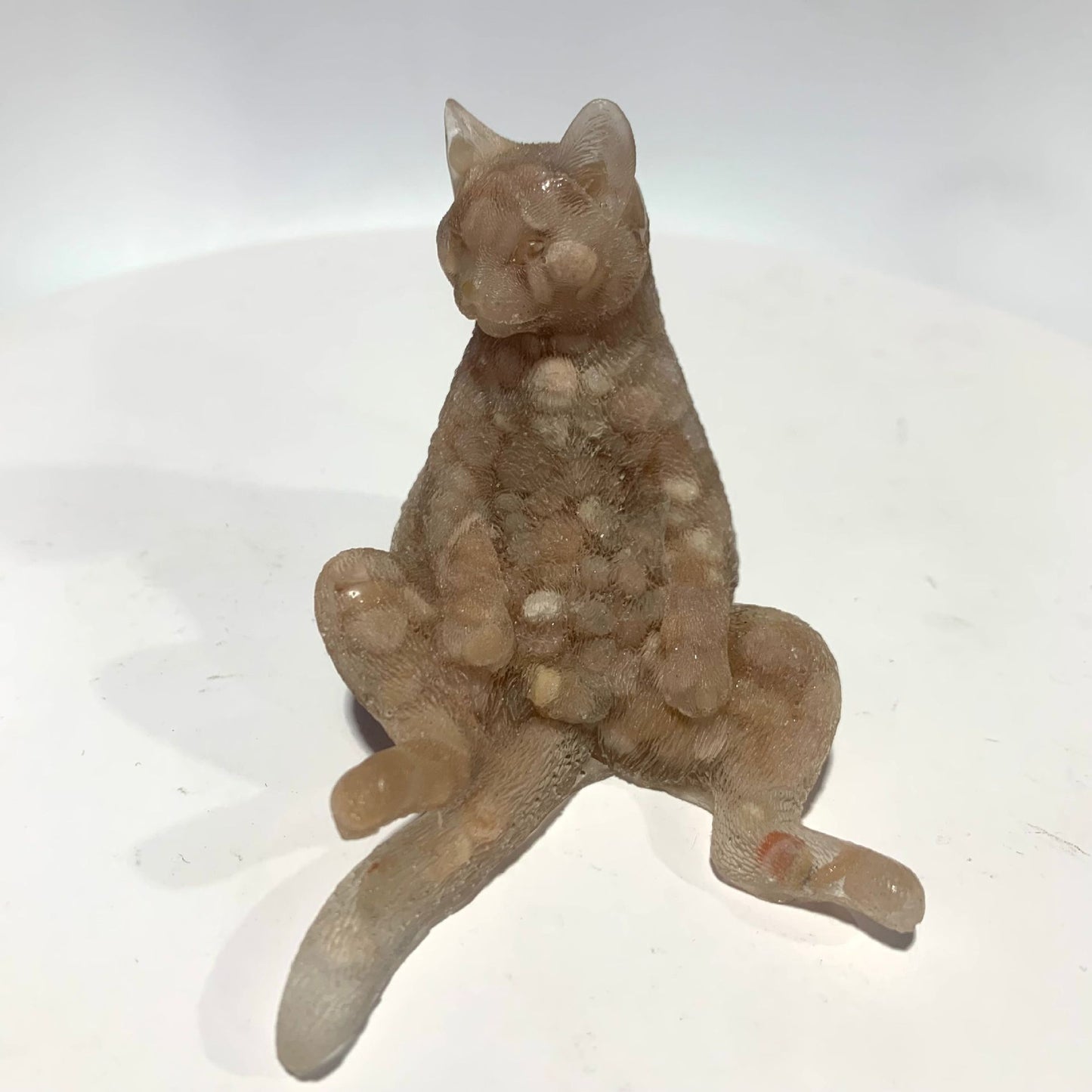 Natural crystal Epoxy Male cat,85*55*65mm