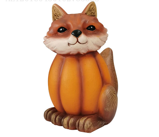 Halloween animal head pumpkin fox Resin carving, 130*100mm