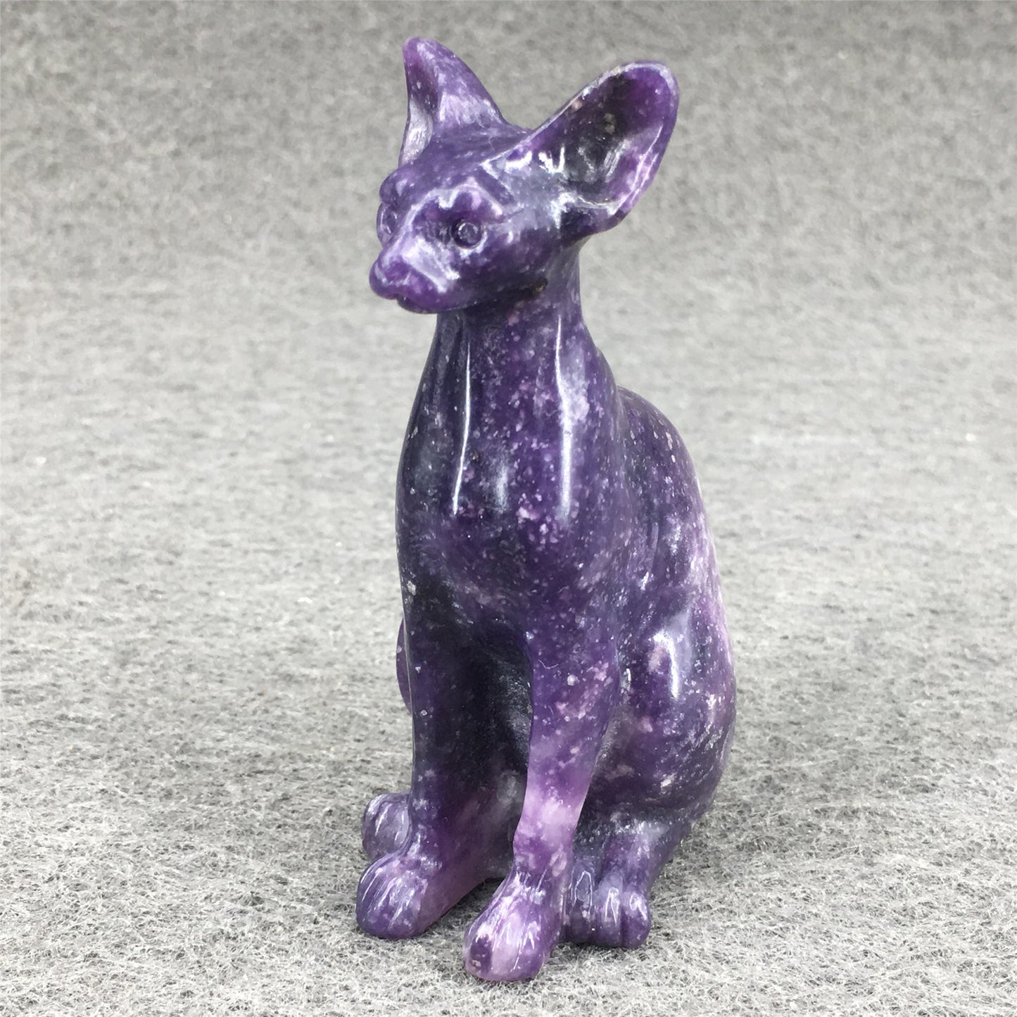 Natural crystal  female cat small carving,75mm