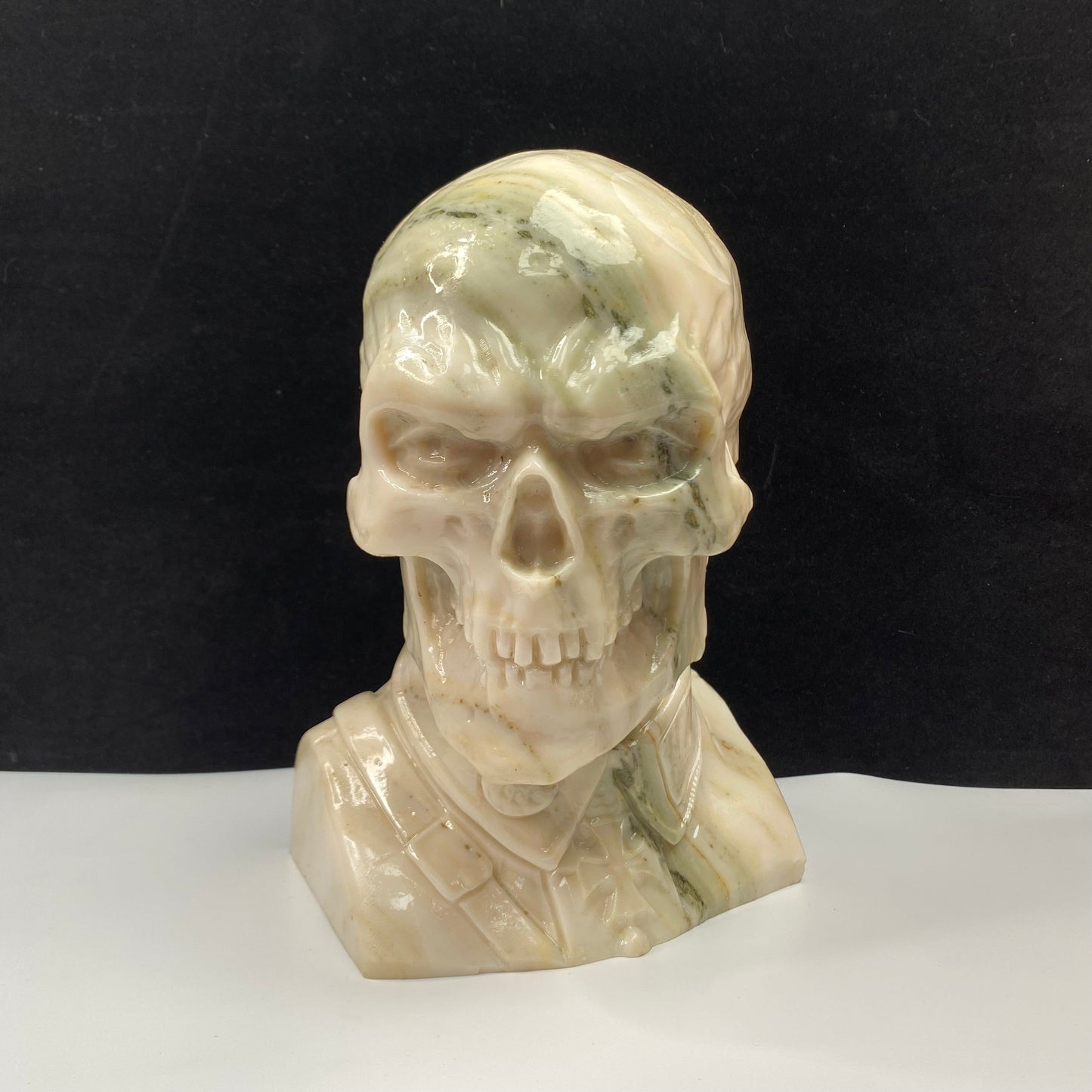 511-Large Carving white jade skull man