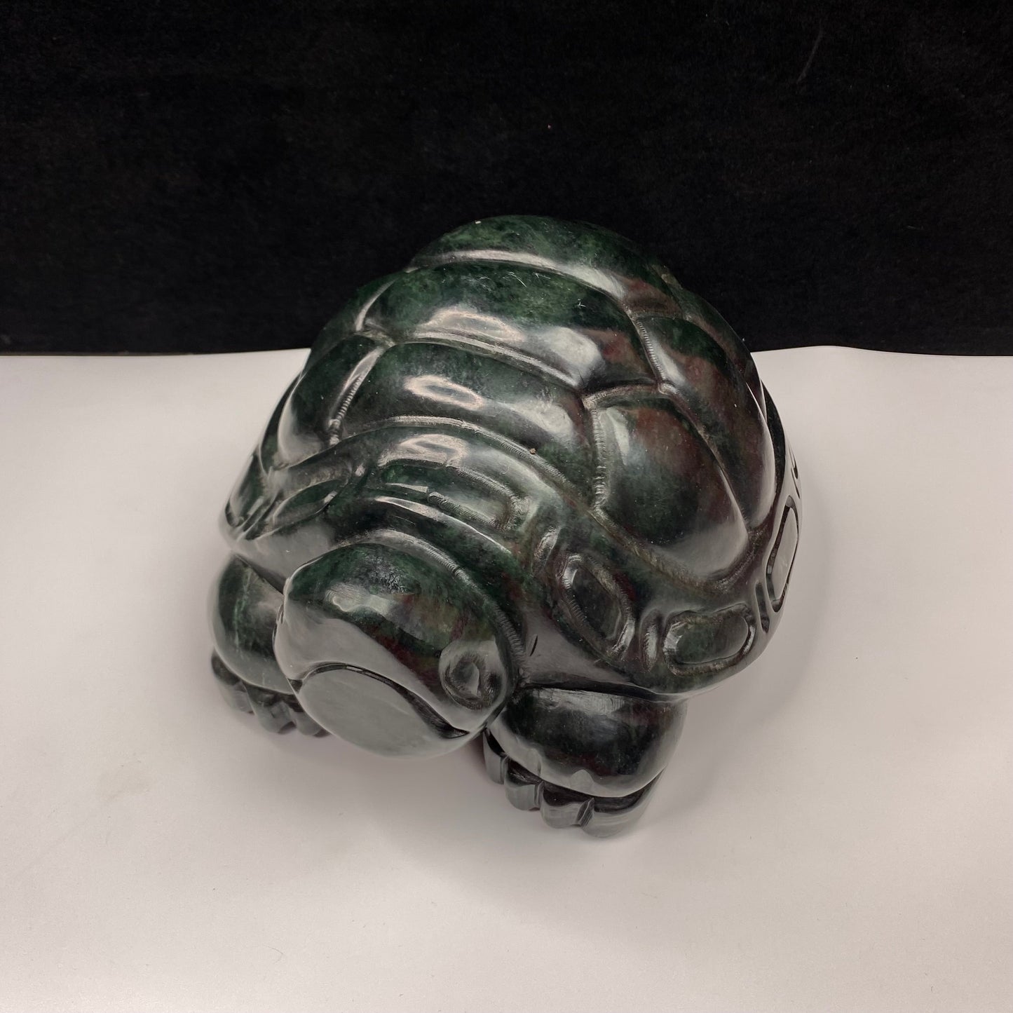 511-Large Carving ink green jade stone turtle