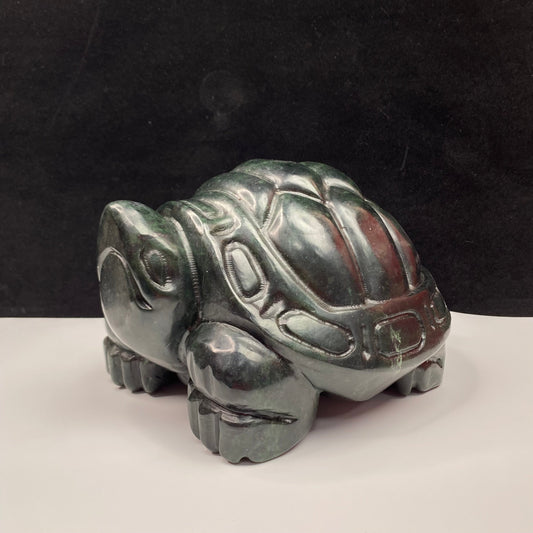 511-Large Carving ink green jade stone turtle