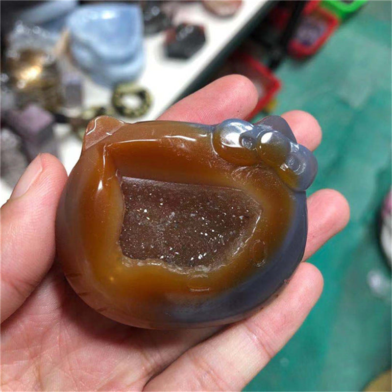 Agate crystal caves cat Random 1set=2pcs,50-60mm