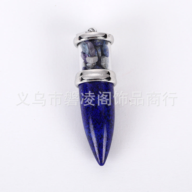 Natural amethyst bullet head Votive Bottle gravel pendant Votive Bottle 16*48mm/16g