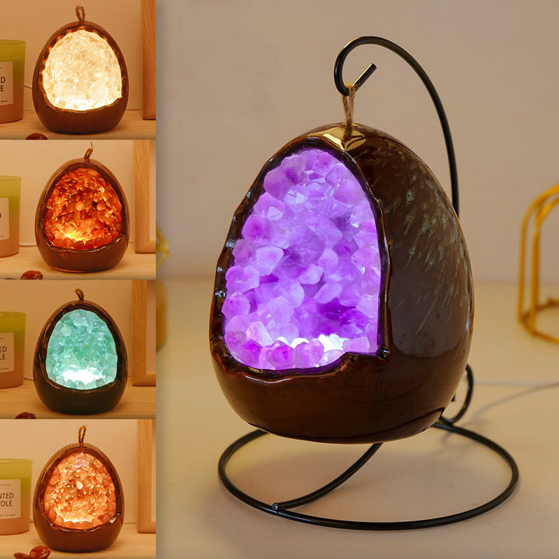 Crystal Cave Led Light Crystal Egg hand-made Household lighting 10cm*8.5cm