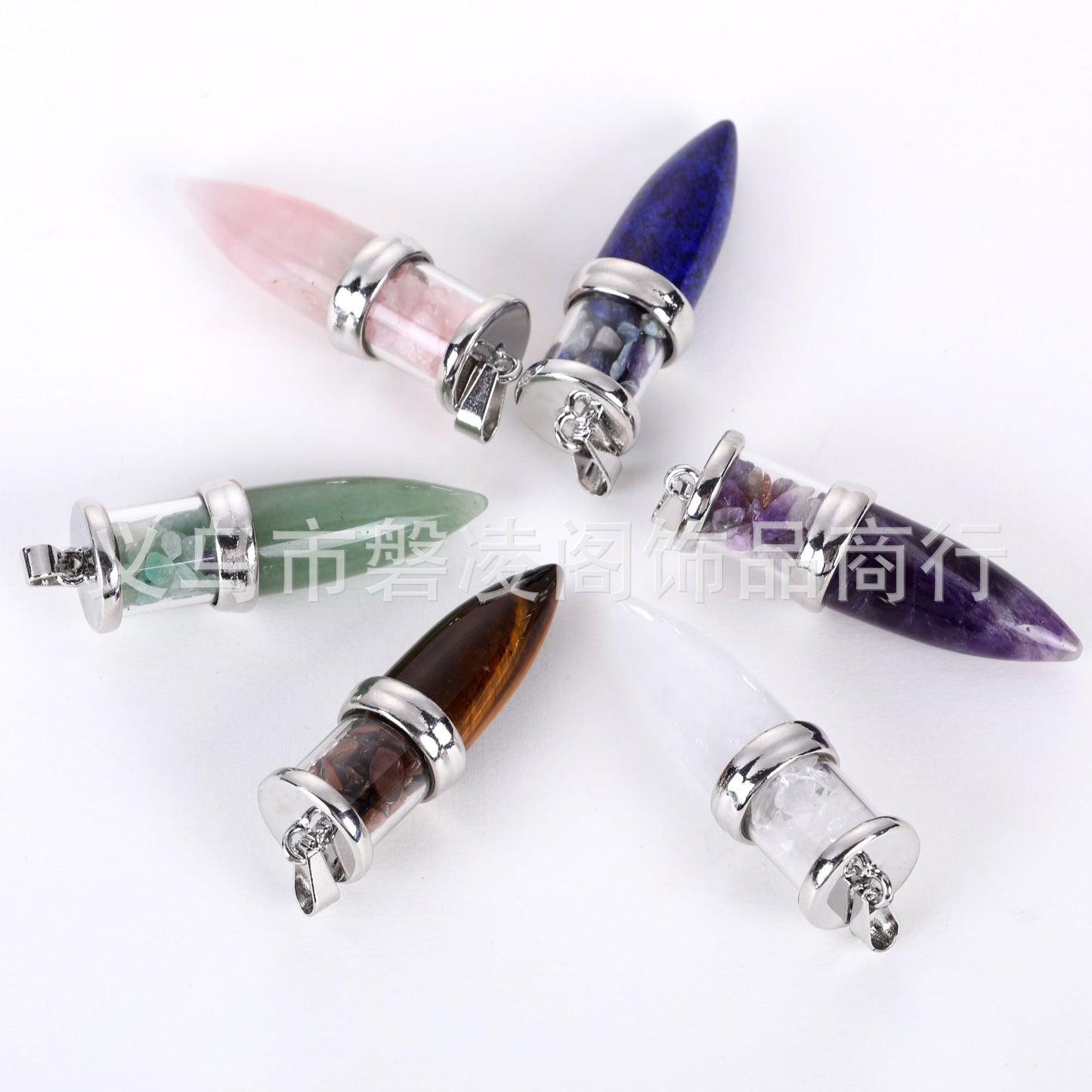 Natural amethyst bullet head Votive Bottle gravel pendant Votive Bottle 16*48mm/16g