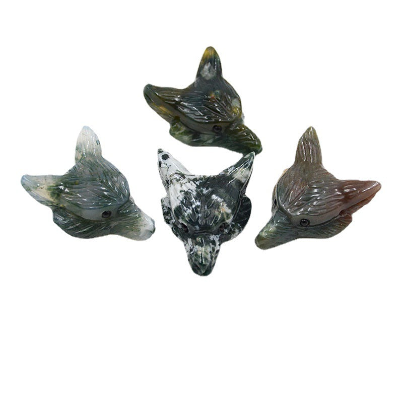 Natural Crystal Wolf Head ship from 4 pieces