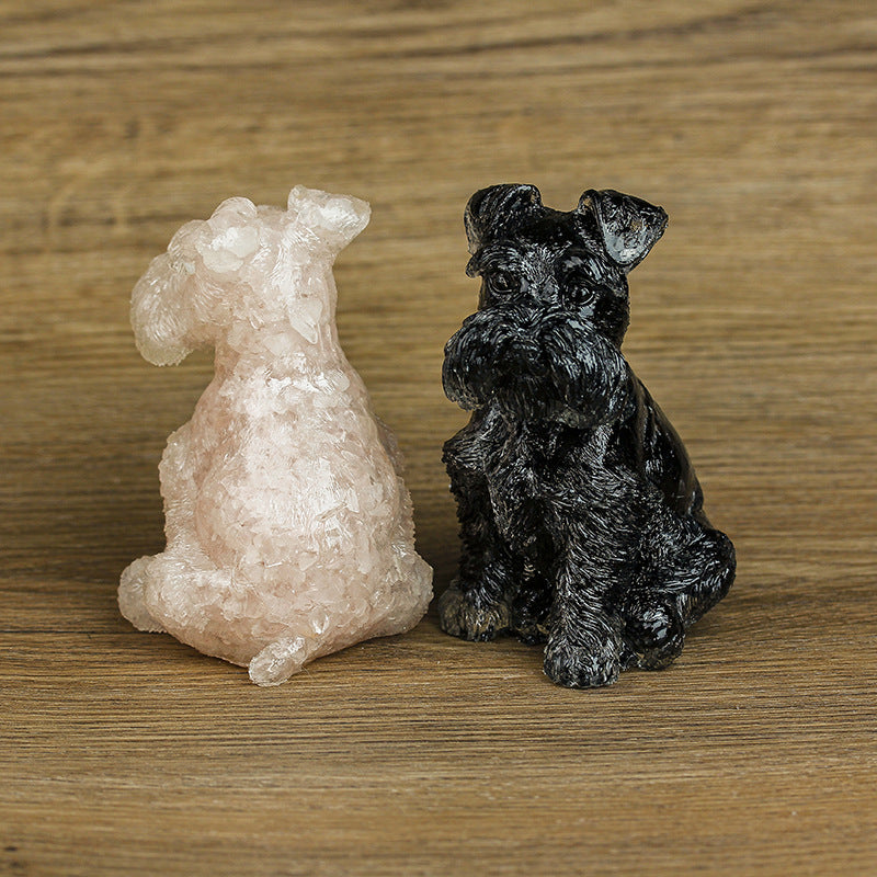 Schnauzer dog Crystal Carving,100*66*65mm