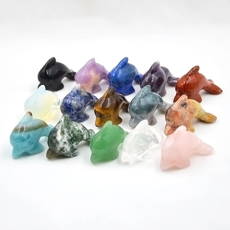 Natural Crystal Dolphins 41X15x26mm