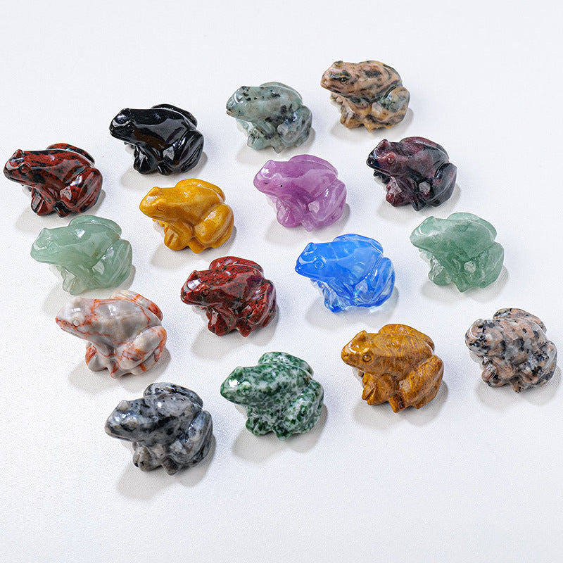 Natural Crystal Frog Carving 16 pieces