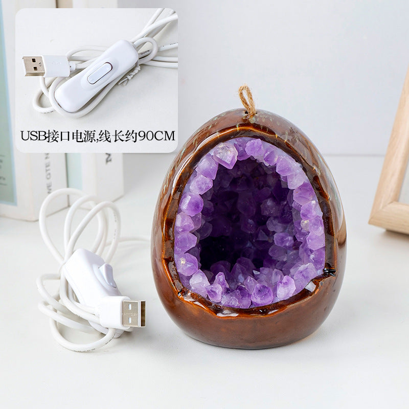 Crystal Cave Led Light Crystal Egg hand-made Household lighting 10cm*8.5cm