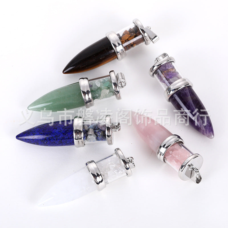 Natural amethyst bullet head Votive Bottle gravel pendant Votive Bottle 16*48mm/16g