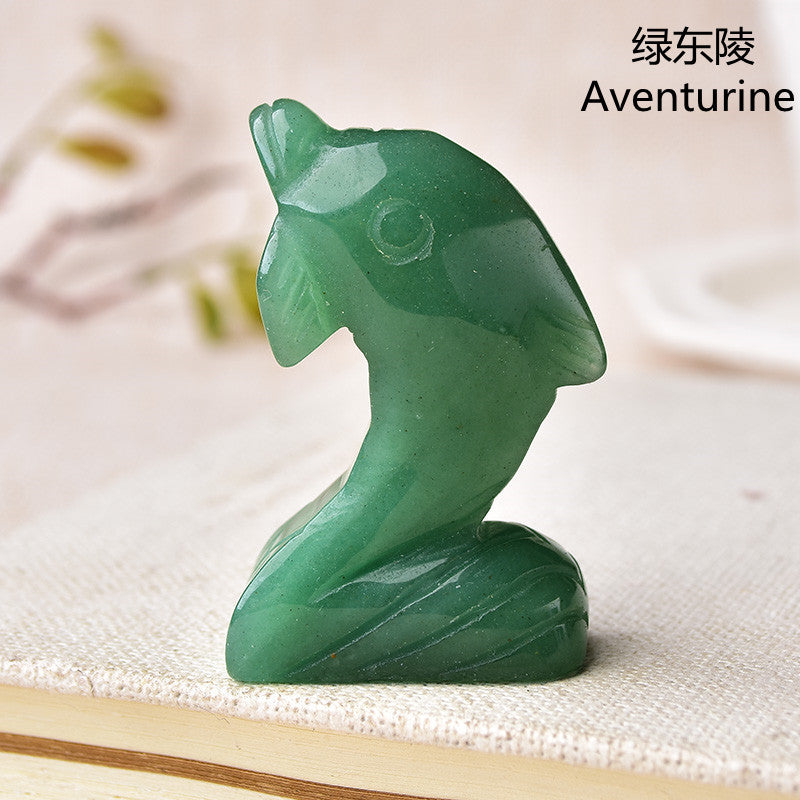 Natural Crystal Dolphin Carving