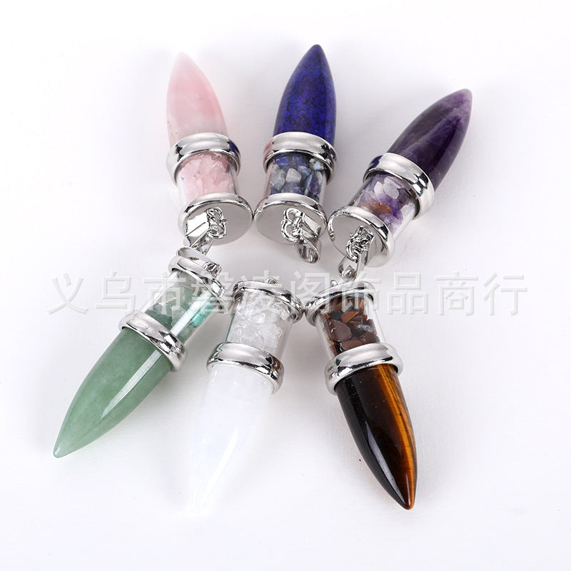 Natural amethyst bullet head Votive Bottle gravel pendant Votive Bottle 16*48mm/16g