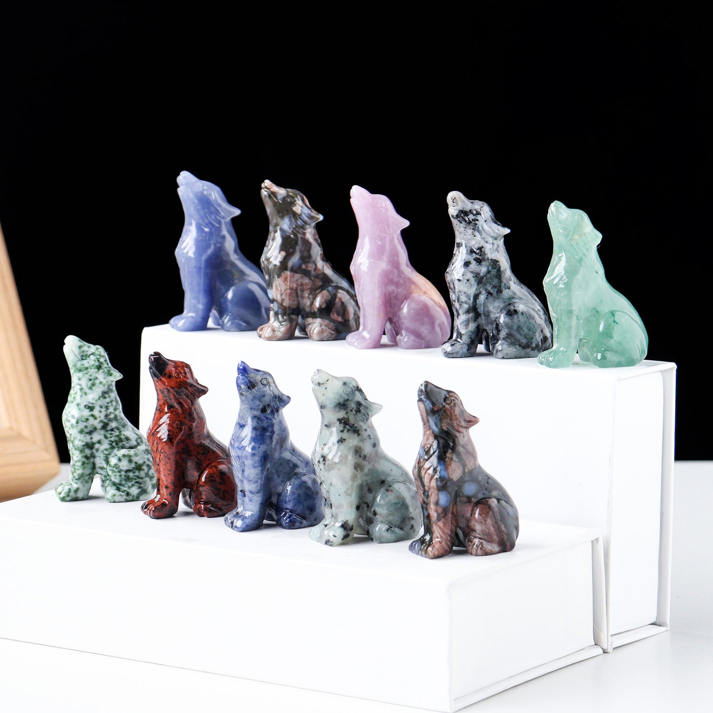 Crystal baby wolf carving 5 cm