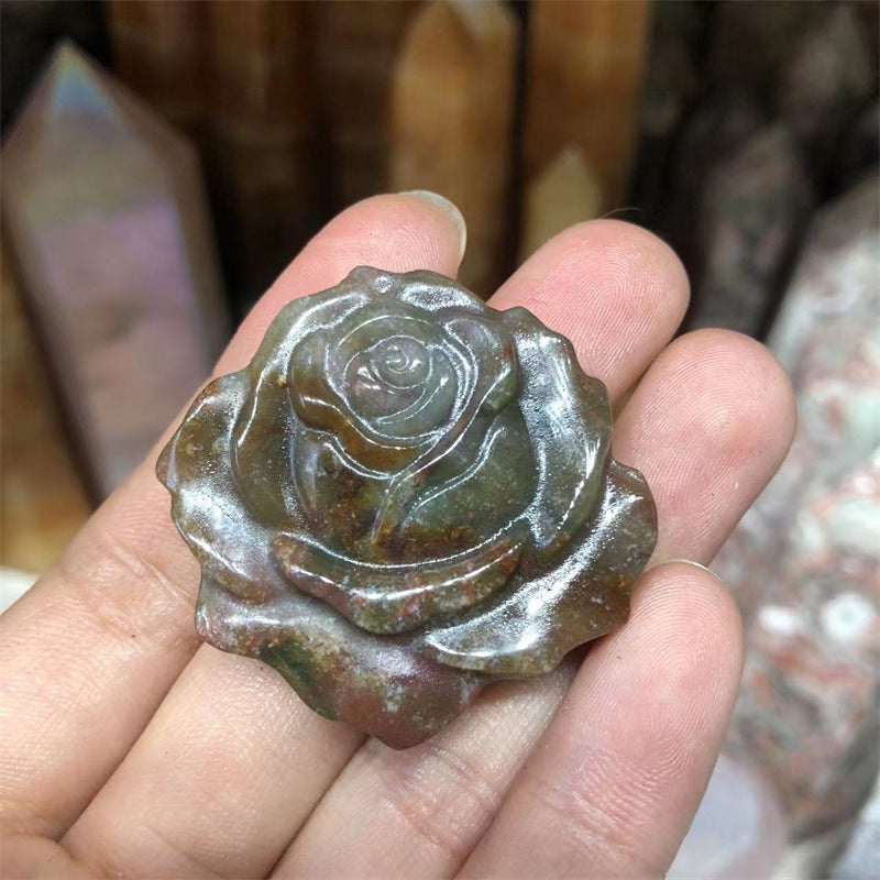 Rose and Peony Crystal carving Random 1set=3pcs,40mm