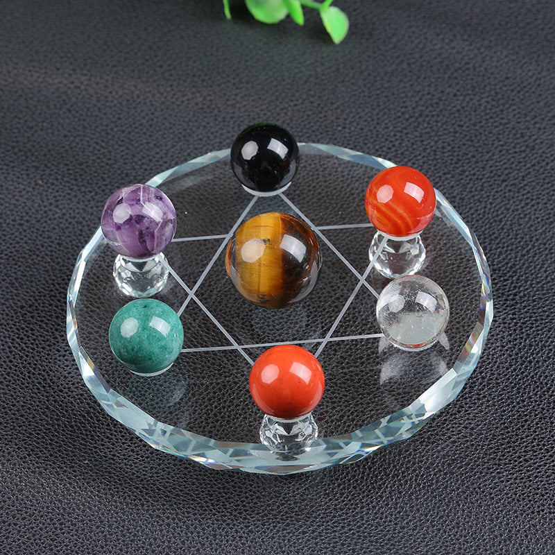 Hexagram Seven-stars Glass plate Decoration 80/100mm