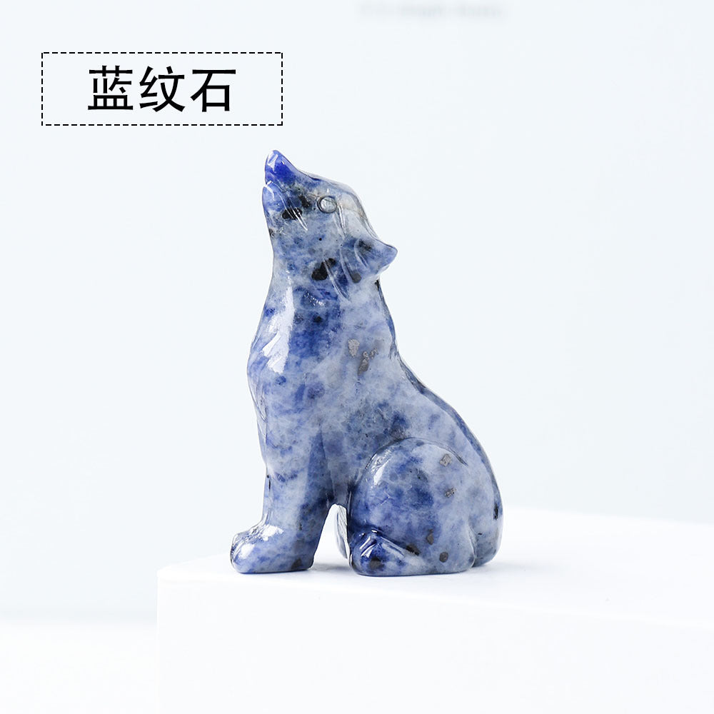 Crystal baby wolf carving 5 cm