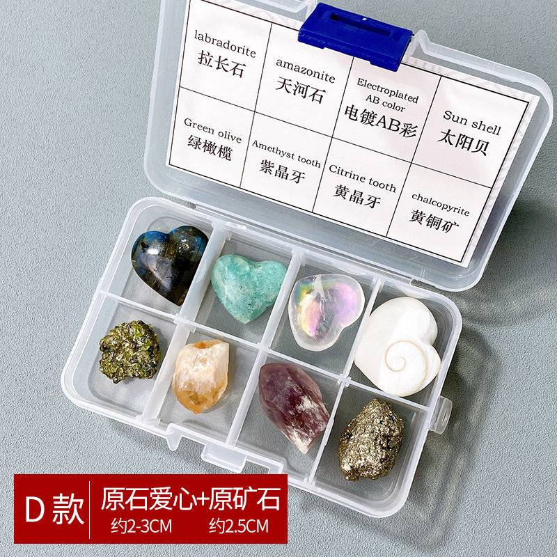 Natural crystal primitive stone specimen box children gift science teaching