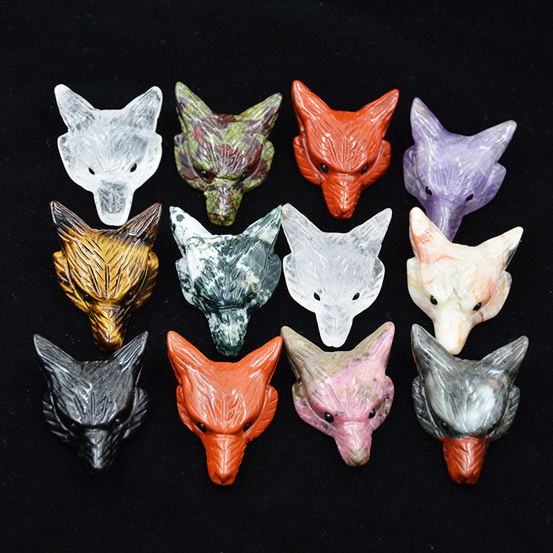 Natural Crystal Wolf Head ship from 4 pieces