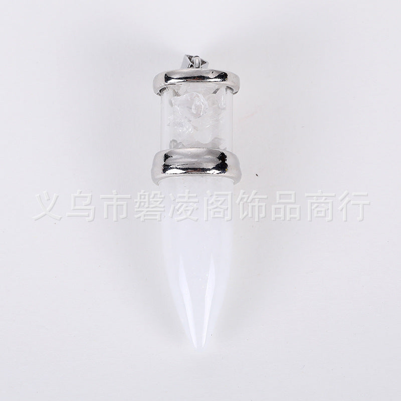 Natural amethyst bullet head Votive Bottle gravel pendant Votive Bottle 16*48mm/16g