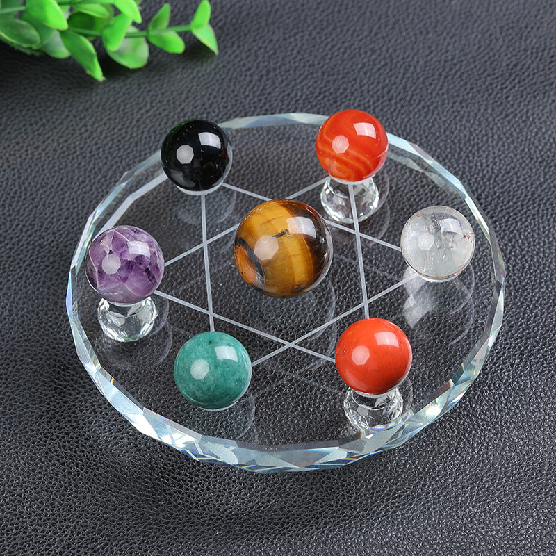 Hexagram Seven-stars Glass plate Decoration 80/100mm