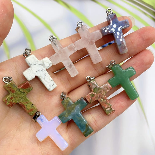 Cross Pendants Crystal Random 1Set=10pcs,18mm*28mm