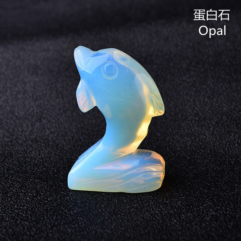 Natural Crystal Dolphin Carving