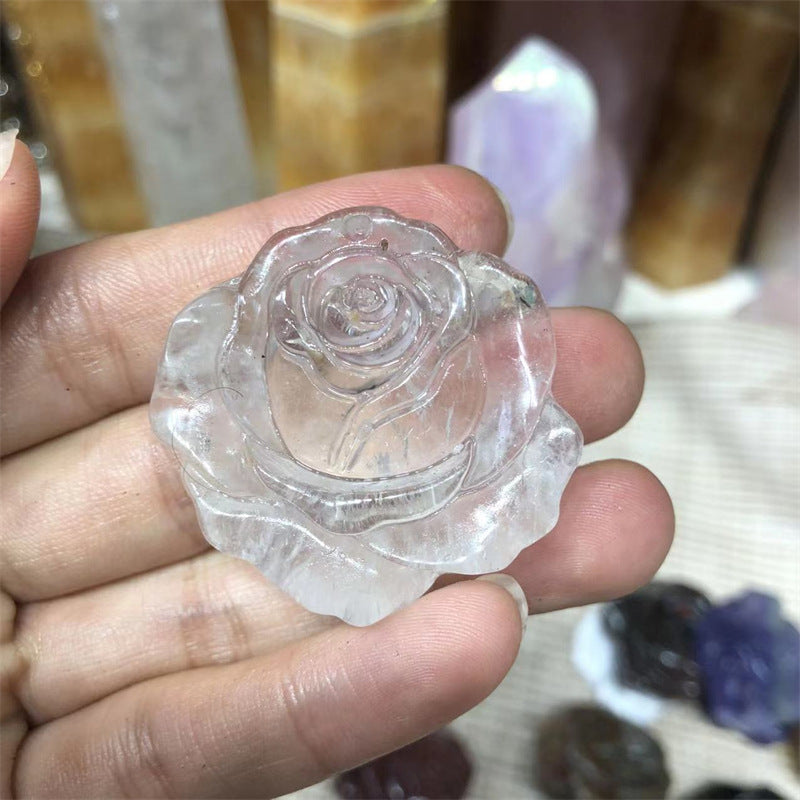 Rose and Peony Crystal carving Random 1set=3pcs,40mm