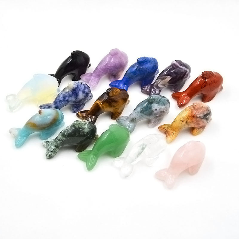 Natural Crystal Dolphins 41X15x26mm