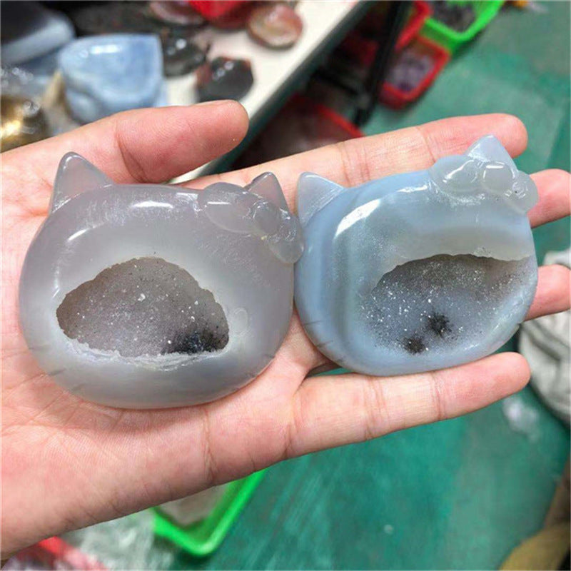 Agate crystal caves cat Random 1set=2pcs,50-60mm