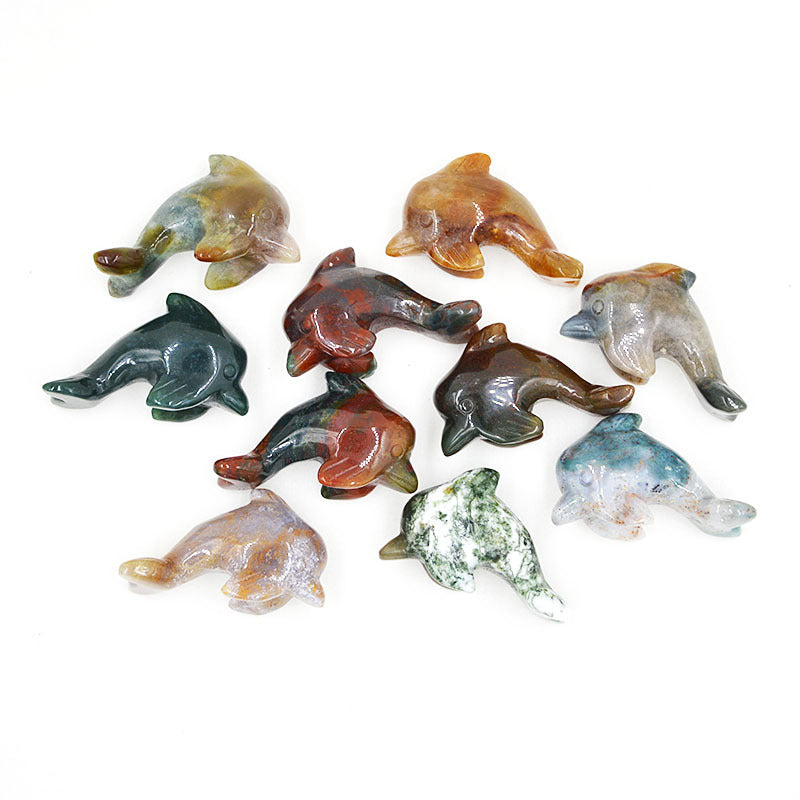 Natural Crystal Dolphins 41X15x26mm